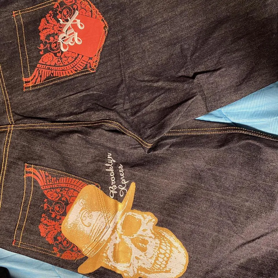 Express Men's Black and Red Jeans