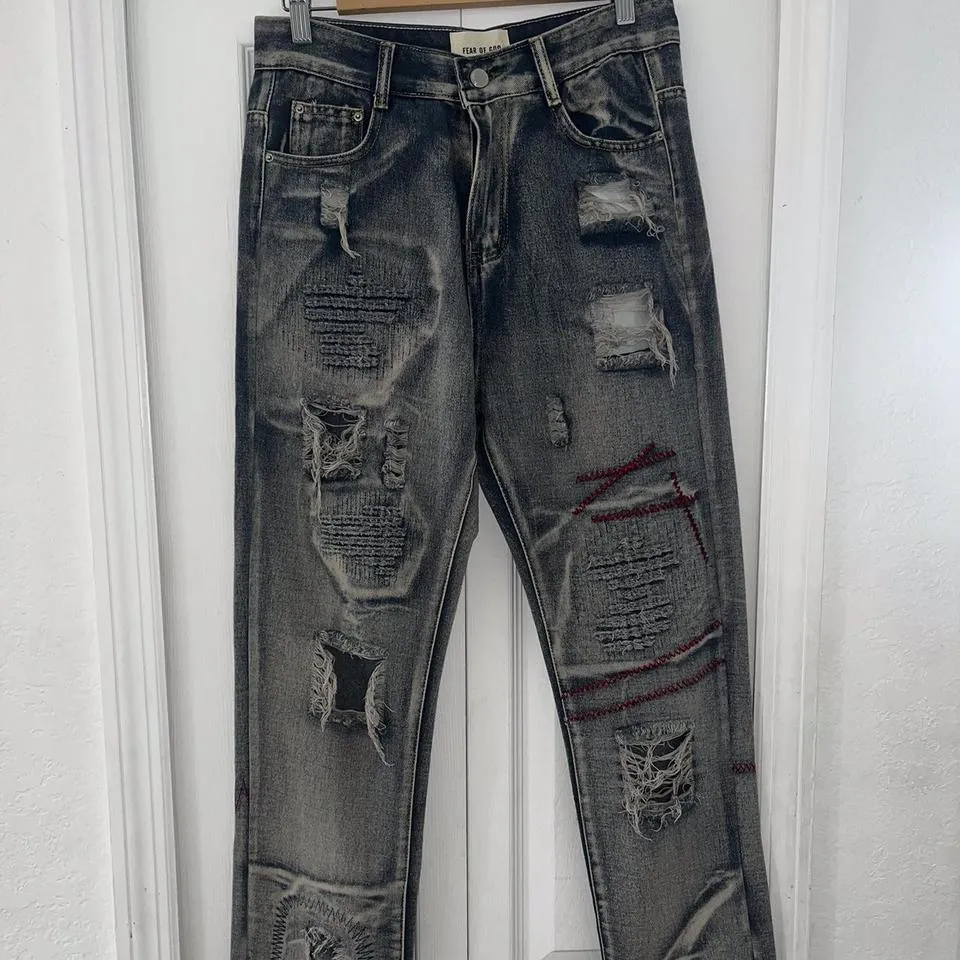 Fear of God Men's Blue and Red Jeans