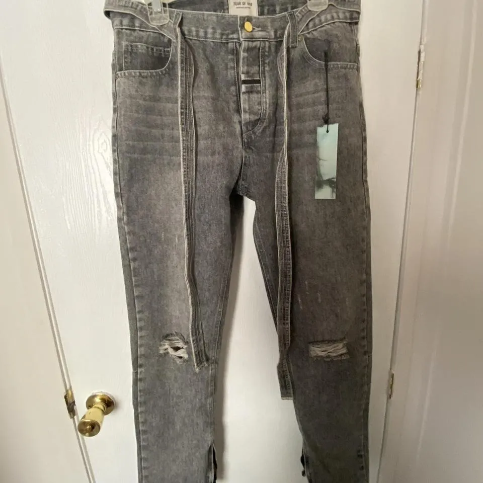 Fear of God Men's Black and Grey Jeans