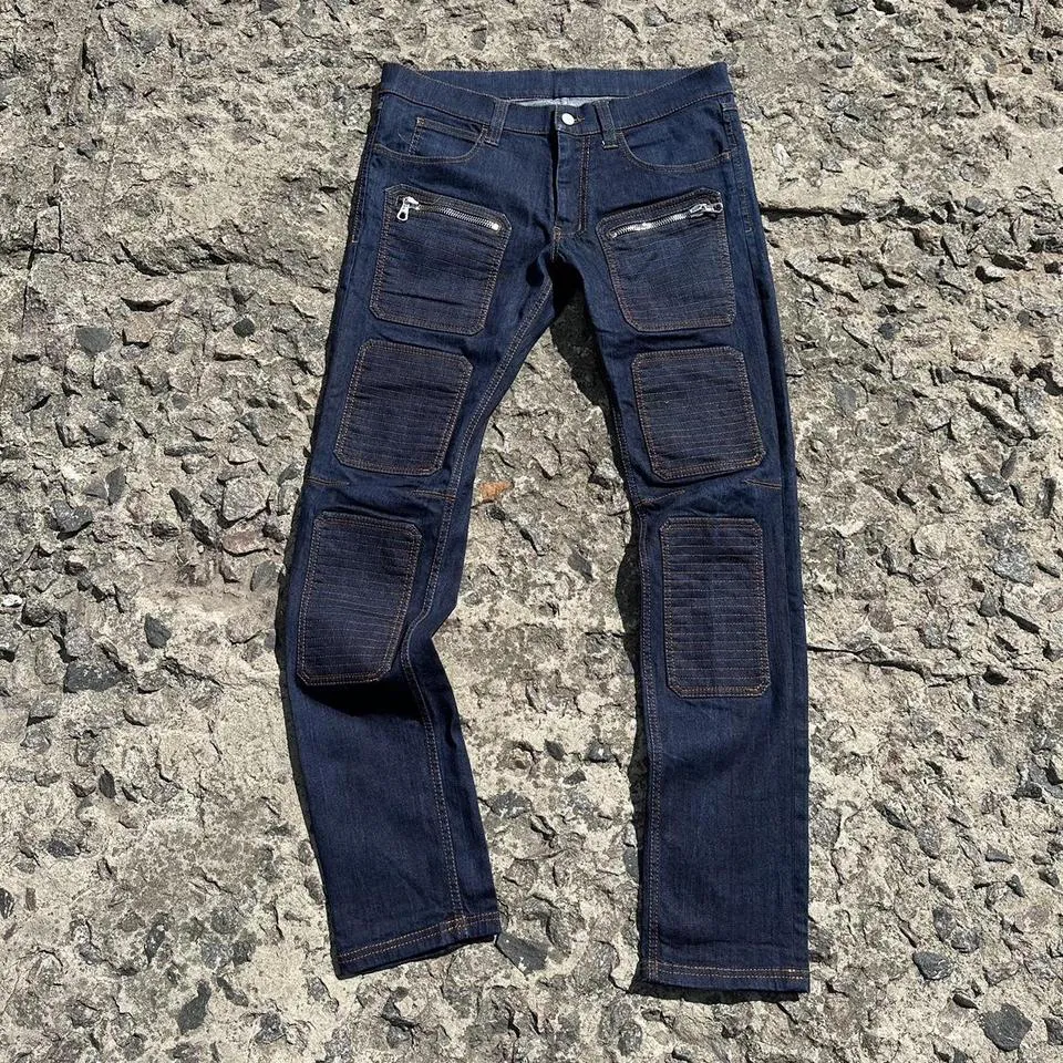 Frankie Morello Men's Navy and Orange Jeans