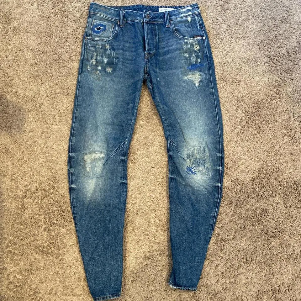 G-Star Men's Blue and Navy Jeans