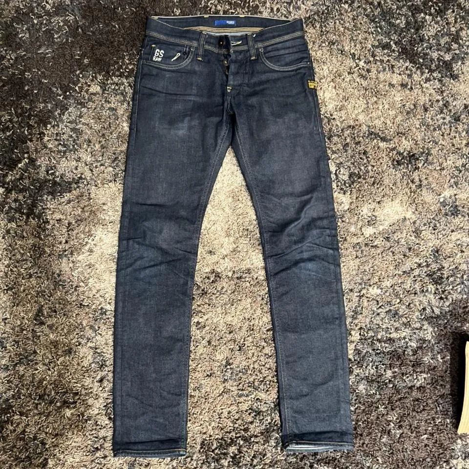 G-Star Men's Navy and Blue Jeans