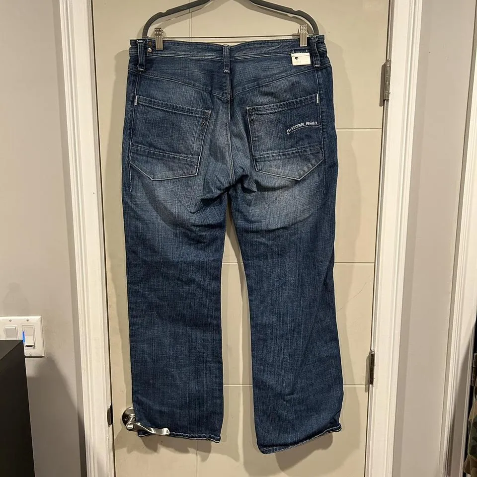 G-Star Men's Blue and White Jeans