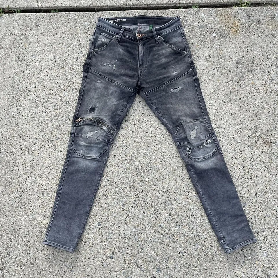 G-Star Men's Grey and Black Jeans