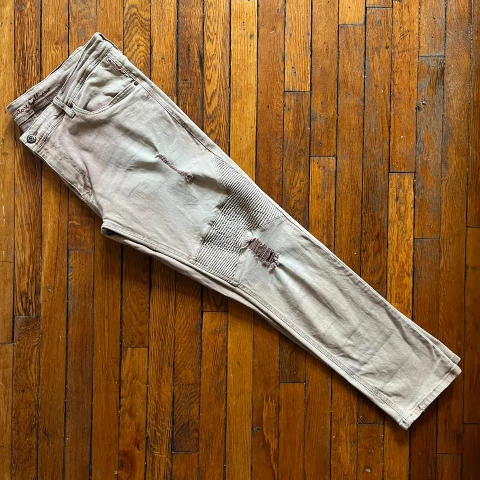 Galliano Men's Cream and Pink Jeans