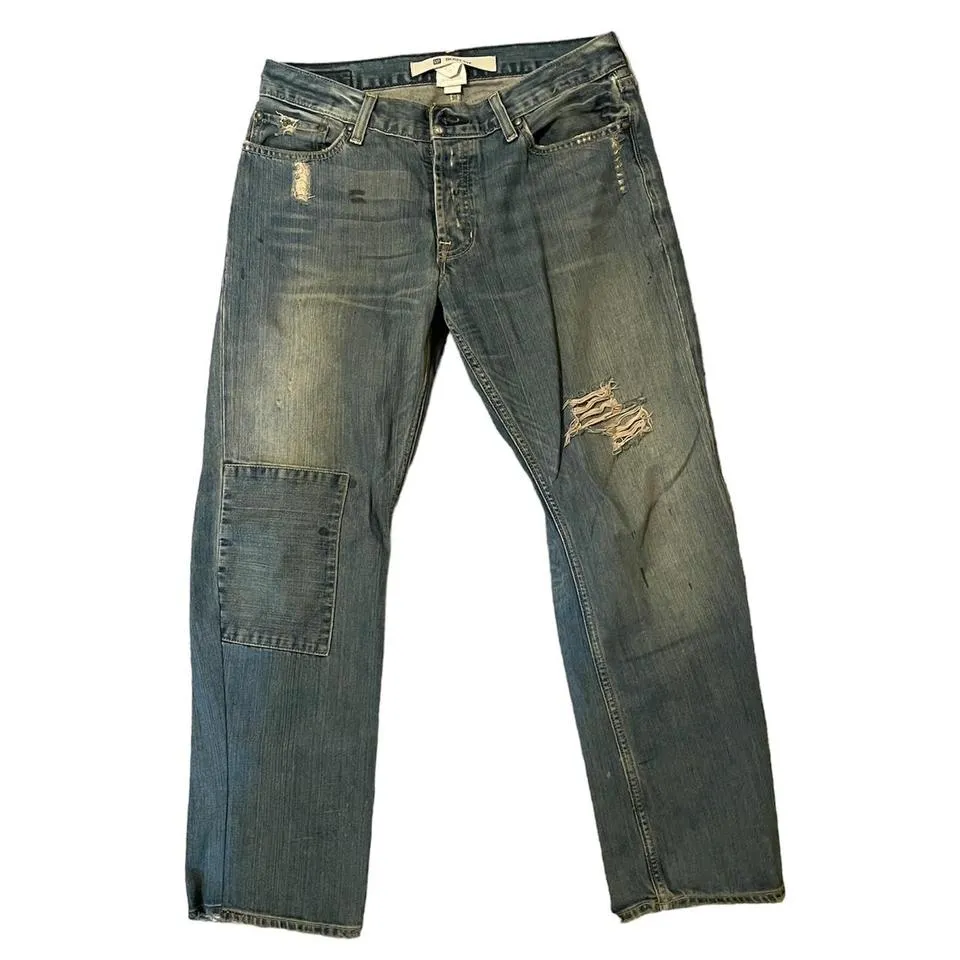 Gap Men's Blue and Cream Jeans