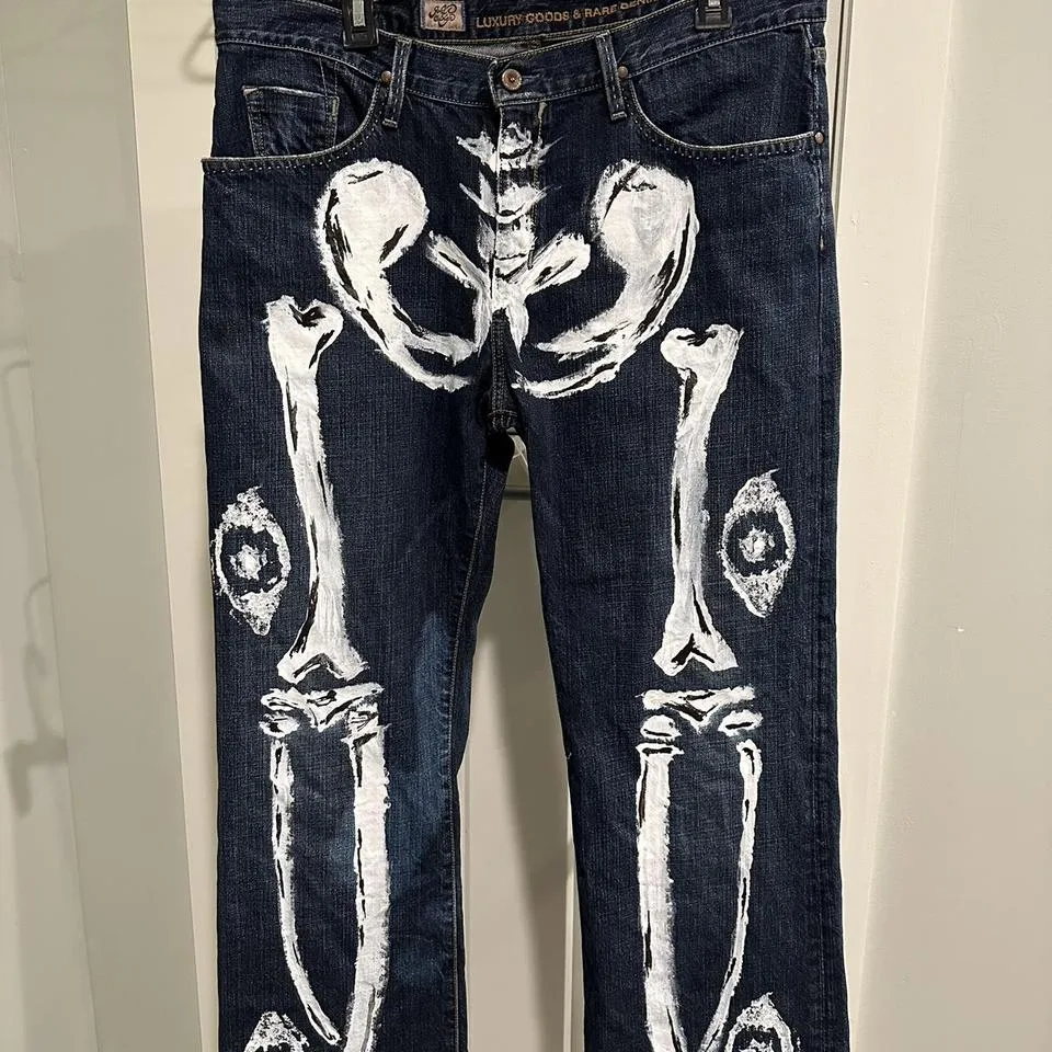 GOLDSIGN Men's Blue and White Jeans