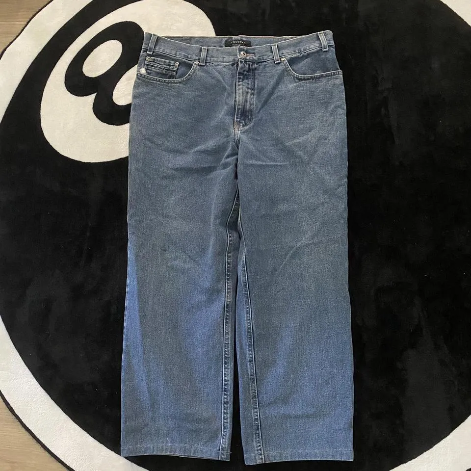 Gucci Men's Navy and Black Jeans