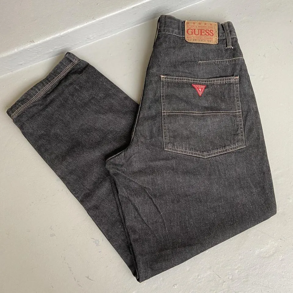 Guess Men's Black and Grey Jeans