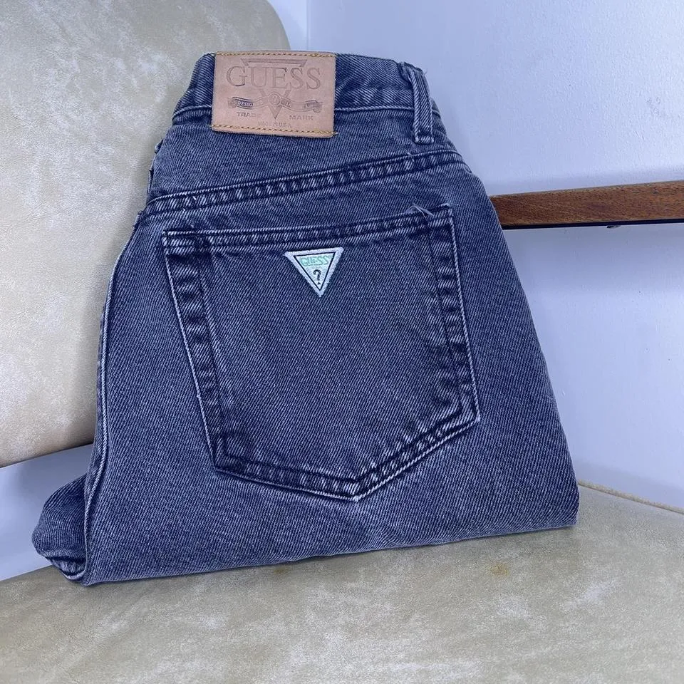 Guess Men's Grey and Silver Jeans
