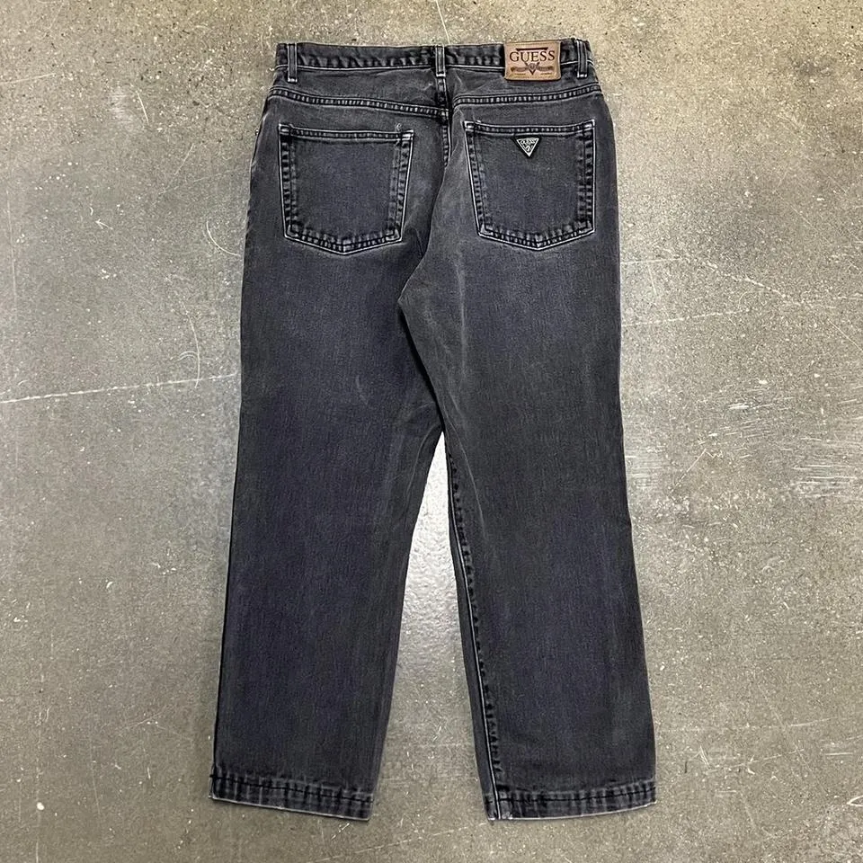 Guess Men's Black and Green Jeans