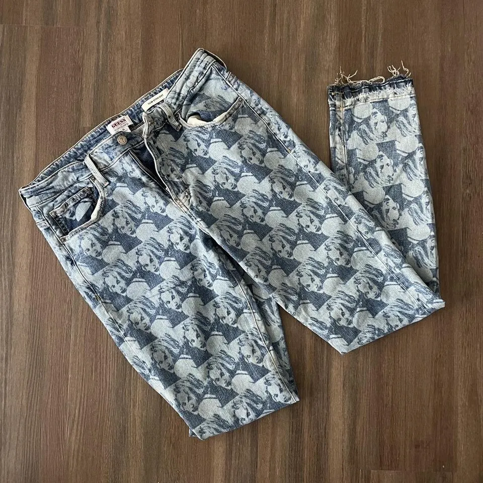 Guess Men's Blue and White Jeans