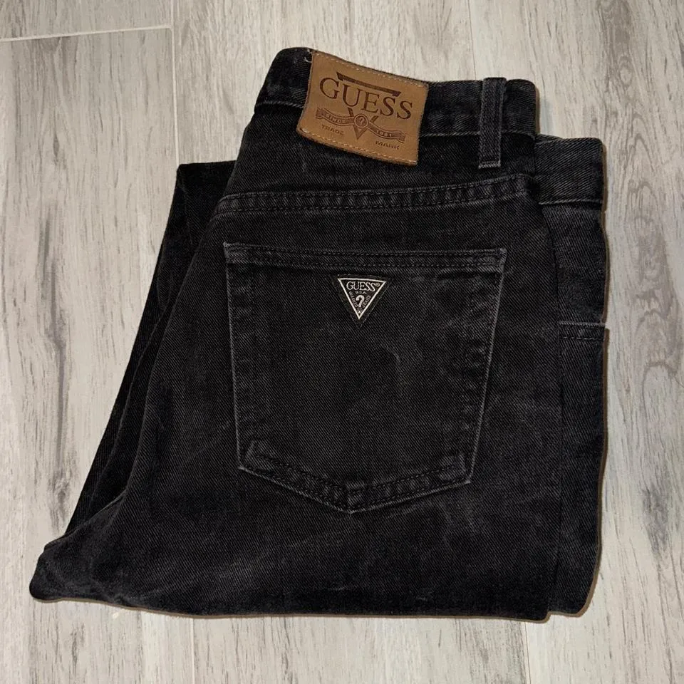 Guess Men's Black and Tan Jeans