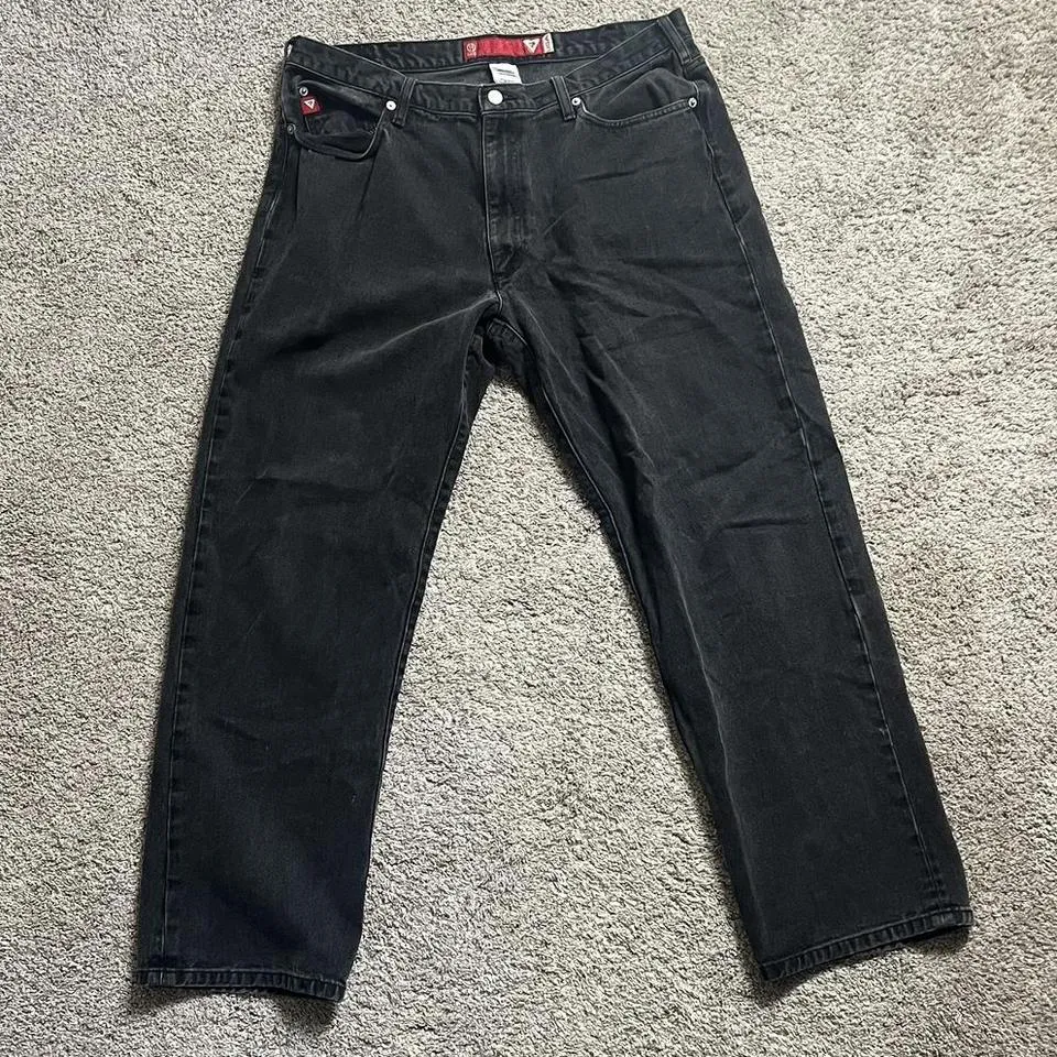 Guess Men's Black and Red Jeans