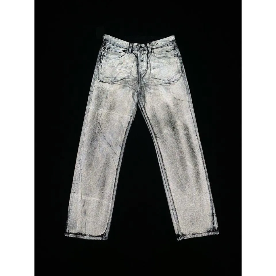 Helmut Lang Men's Silver and Grey Jeans