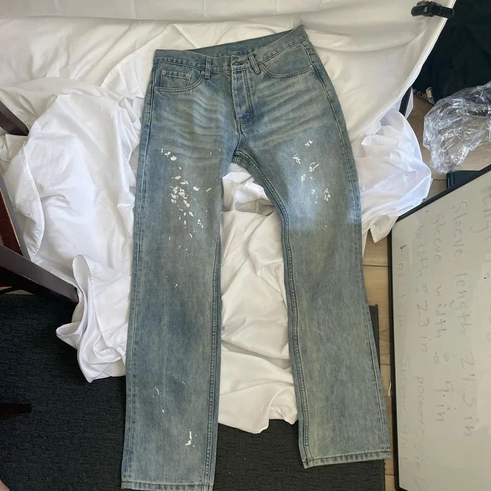 Helmut Lang Men's Blue and White Jeans