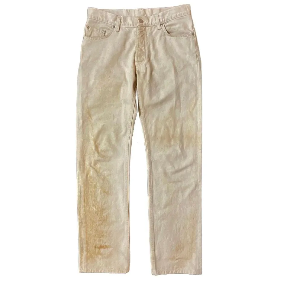 Helmut Lang Men's Cream and White Jeans