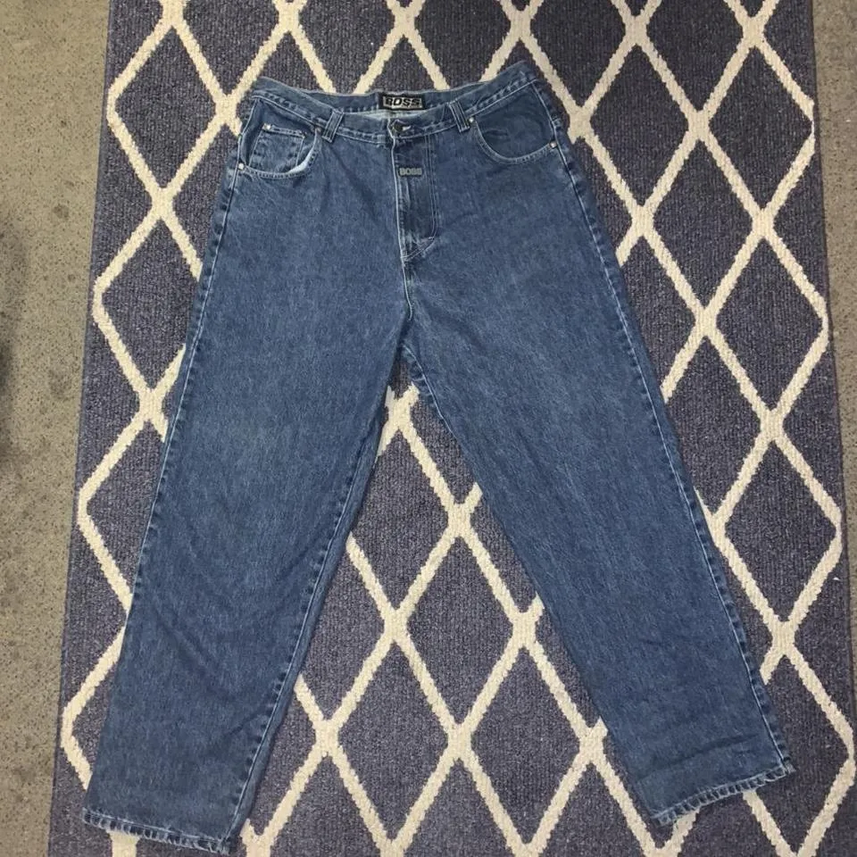 Hugo Boss Men's Blue and Silver Jeans