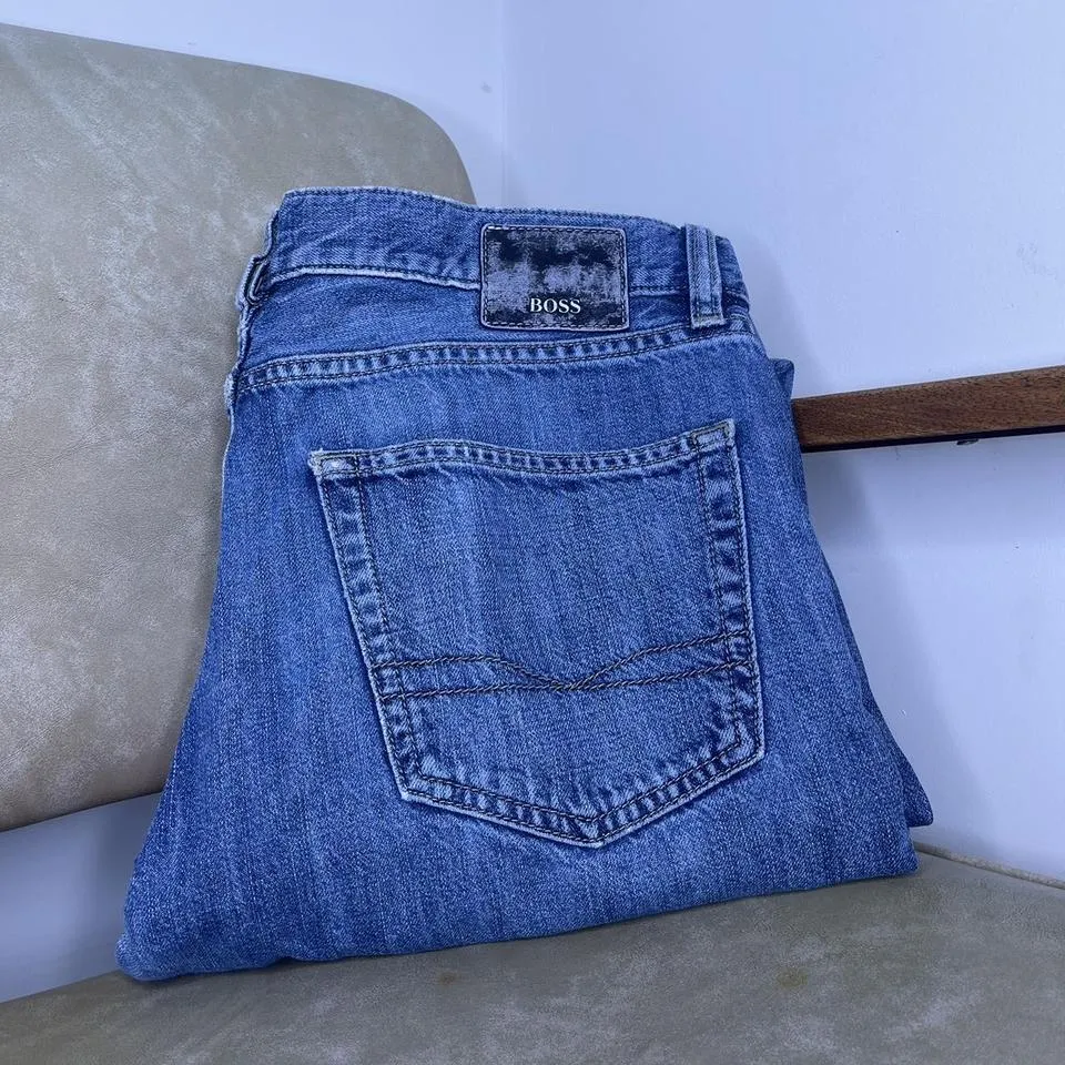 Hugo Boss Men's Blue and White Jeans