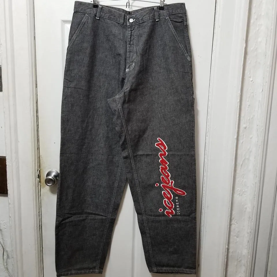 Iceberg  Men's Black and Red Jeans