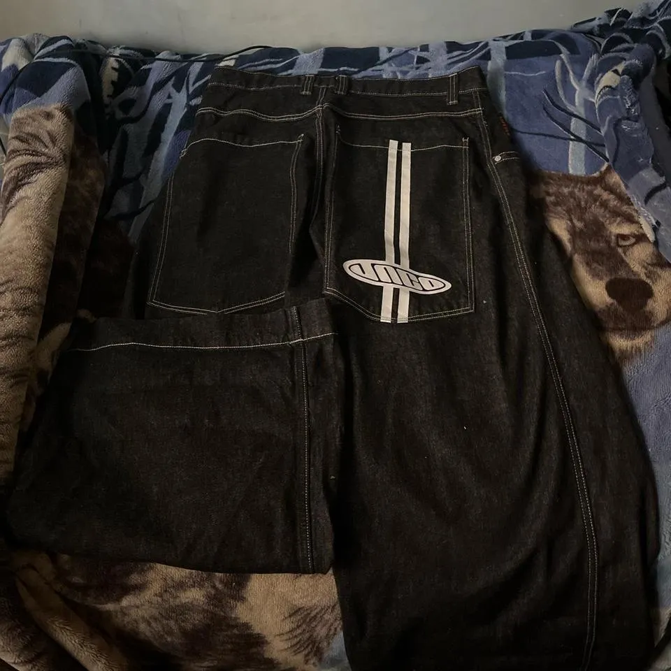 JNCO Men's Black and White Jeans