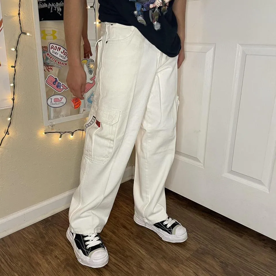JNCO Men's White and Red Jeans