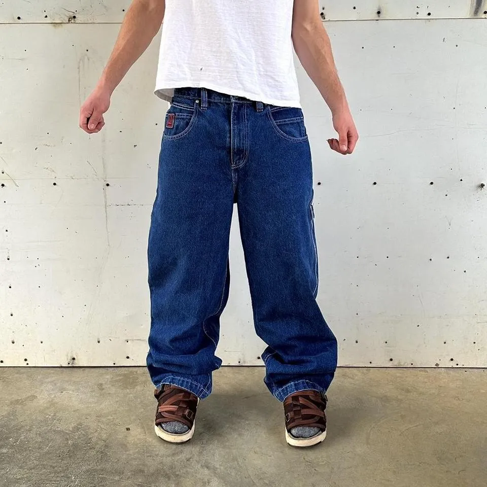 JNCO Men's Navy and Red Jeans