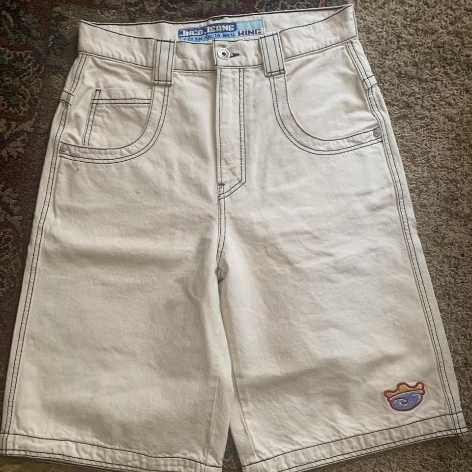 JNCO Men's White and Blue Jeans