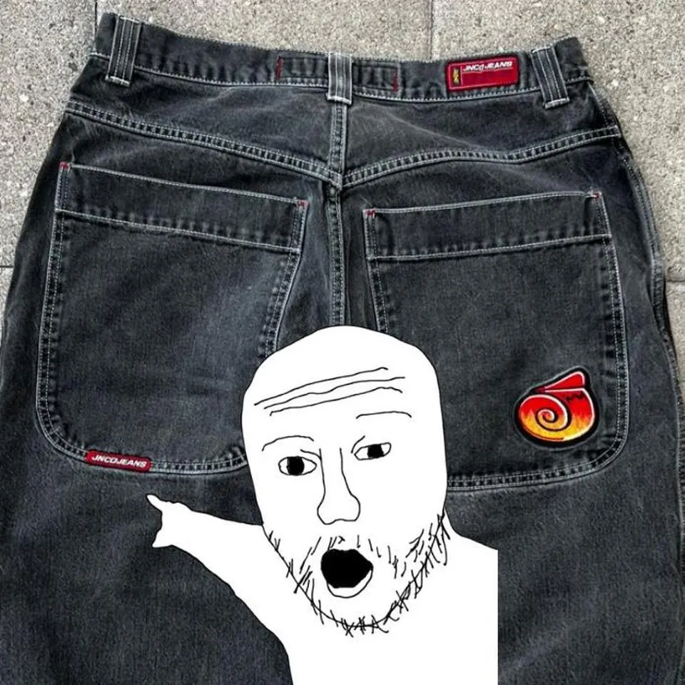 JNCO Men's Black and Red Jeans