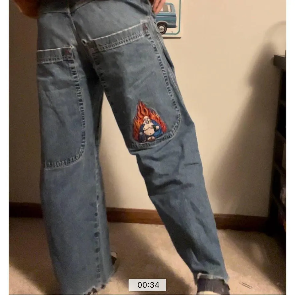 JNCO Men's Blue and Orange Jeans