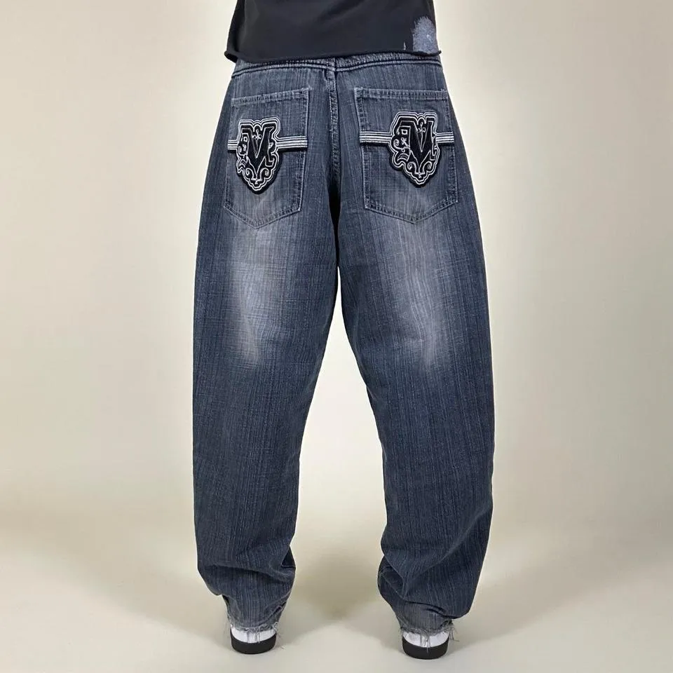 JNCO Men's Grey and Navy Jeans