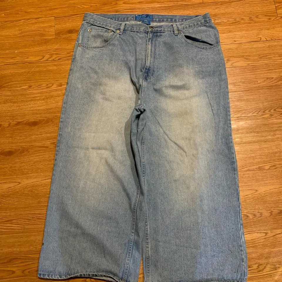 JNCO Men's White and Blue Jeans