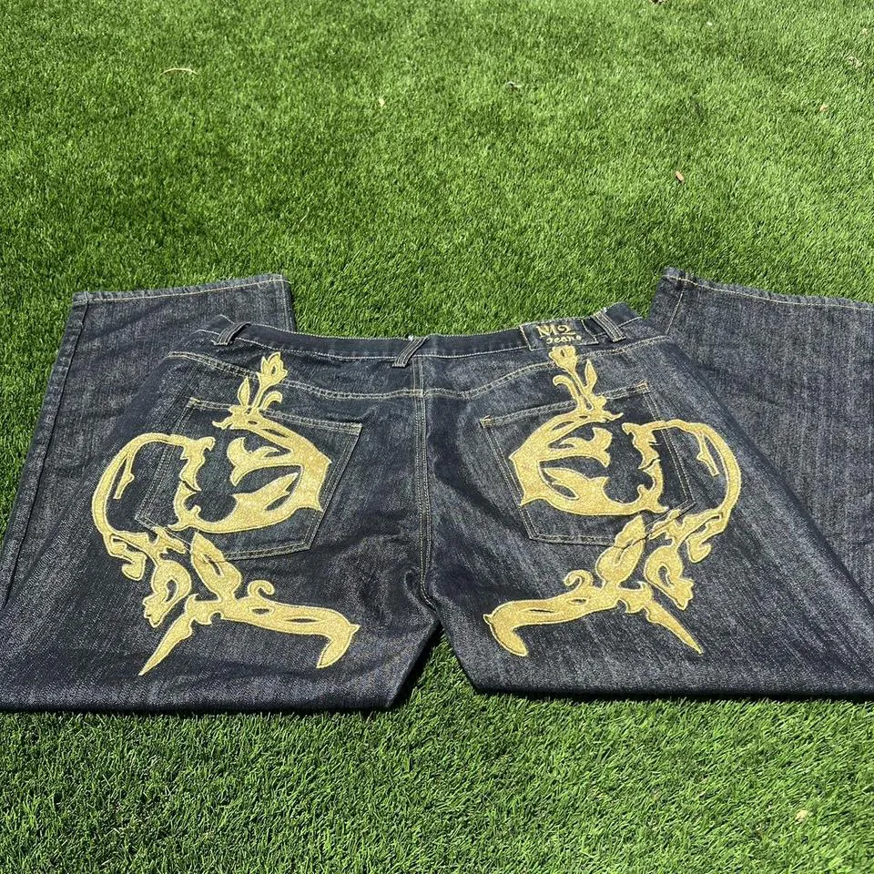 JNCO Men's Navy and Gold Jeans