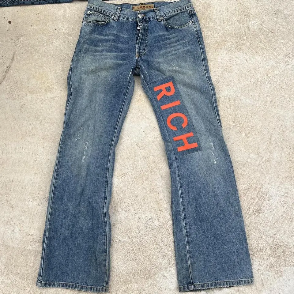 John Richmond Men's Blue and Orange Jeans