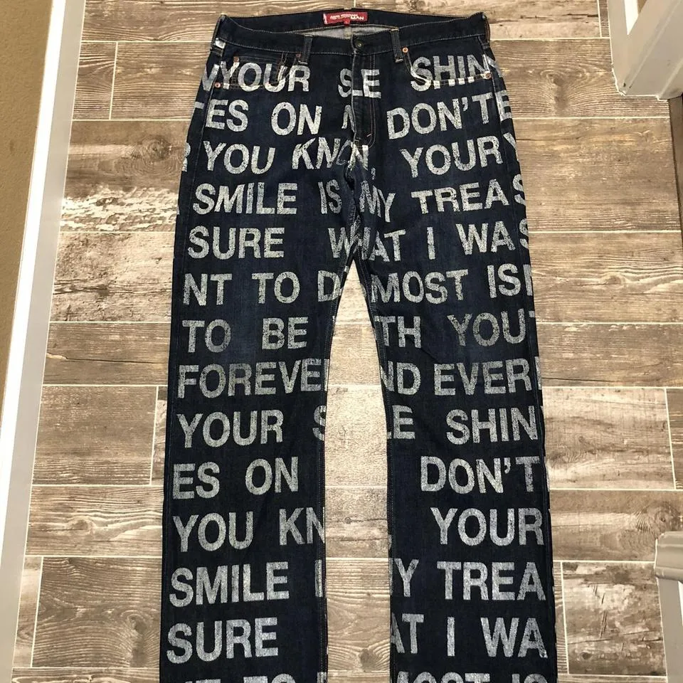 Junya Watanabe Men's Navy and White Jeans