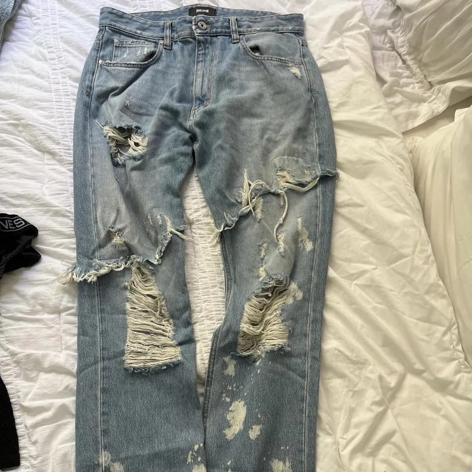 Just Cavalli Men's Blue and White Jeans