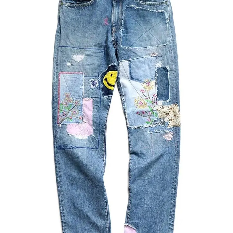 Kapital Men's Blue and Yellow Jeans