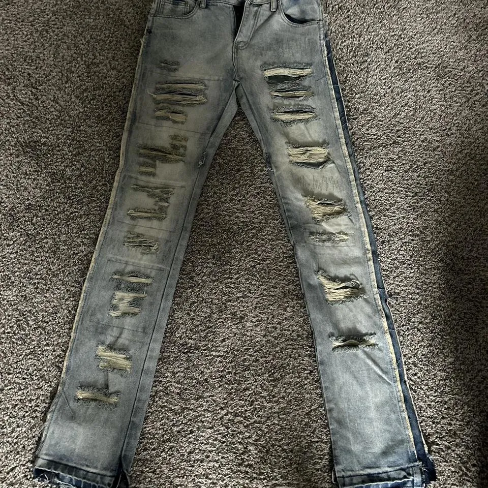 Kapital Men's Navy and White Jeans