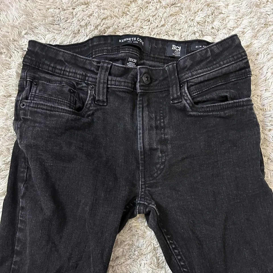 Kenneth Cole Men's Black and Grey Jeans