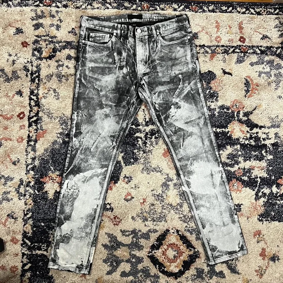 Men's Black and White Jeans
