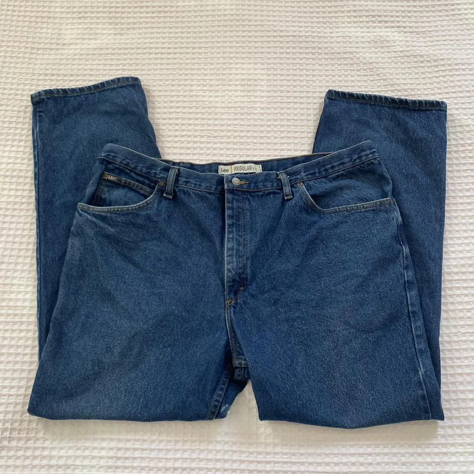 Lee Men's Navy and Blue Jeans