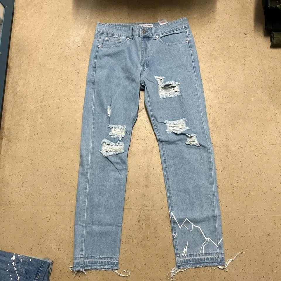 Liquor N Poker Men's Blue and White Jeans