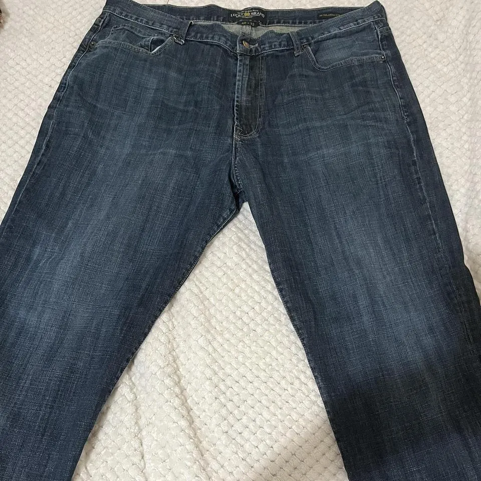 Lucky Brand Men's Navy and Yellow Jeans
