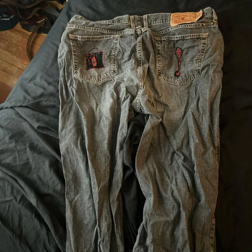 Lucky Brand Men's Grey and Red Jeans