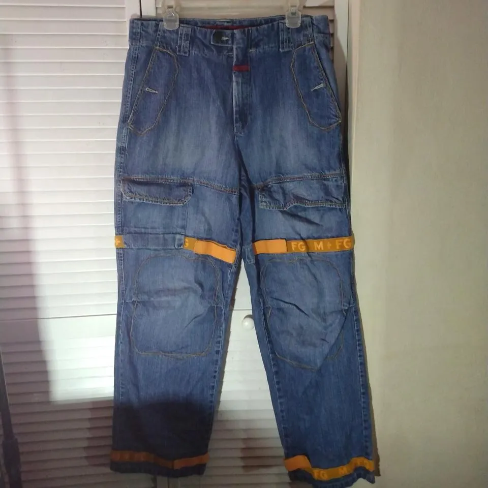 Marithé + François Girbaud Men's Blue and Orange Jeans