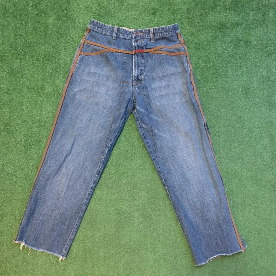 Marithé + François Girbaud Men's Blue and Orange Jeans