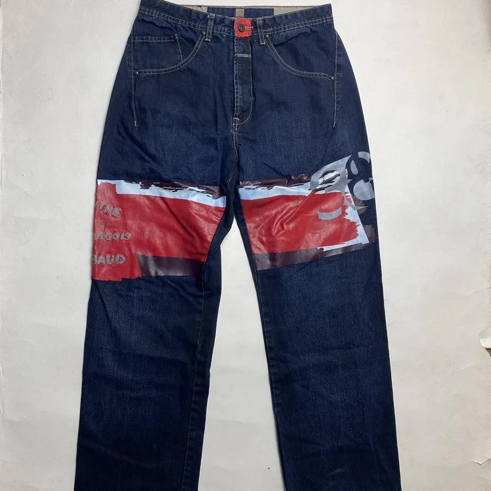 Marithé + François Girbaud Men's Red and Blue Jeans
