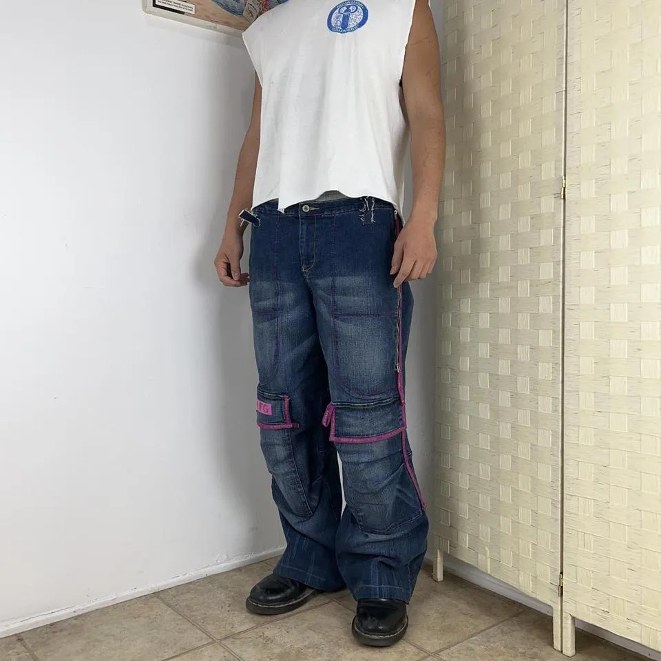 Marithé + François Girbaud Men's Navy and Pink Jeans