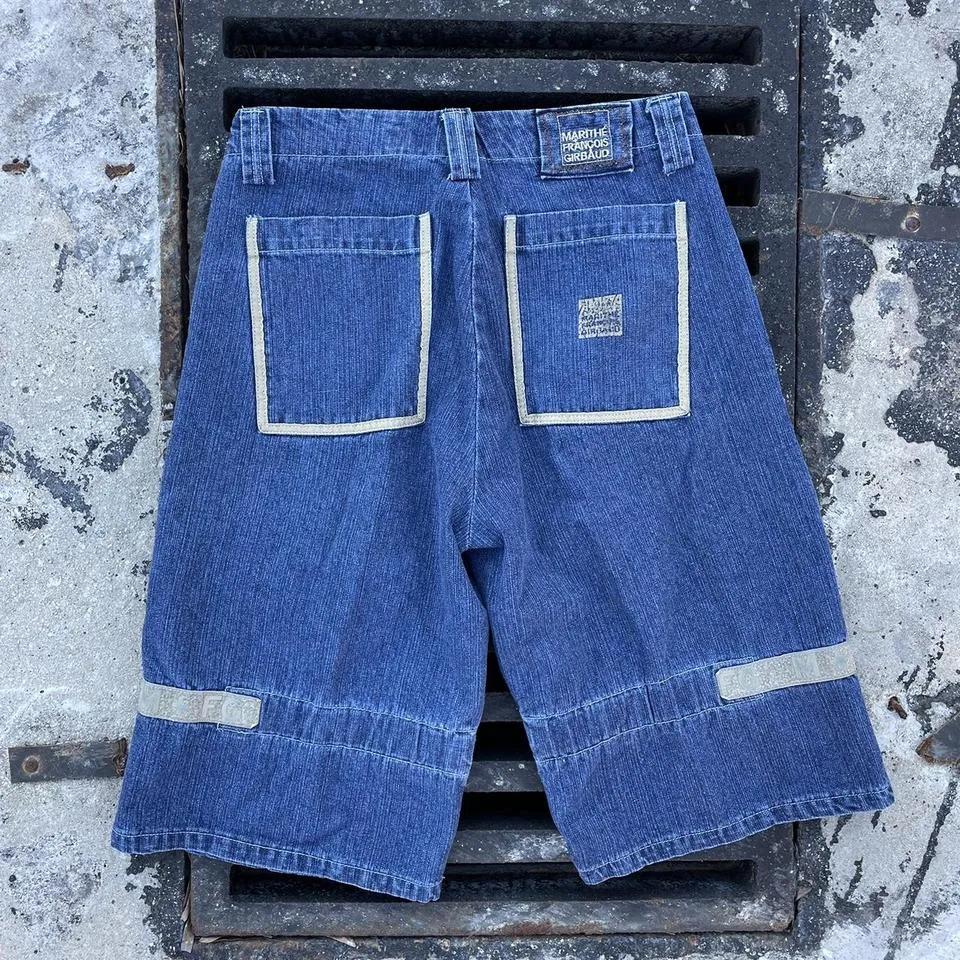 Marithé + François Girbaud Men's Blue and Cream Jeans
