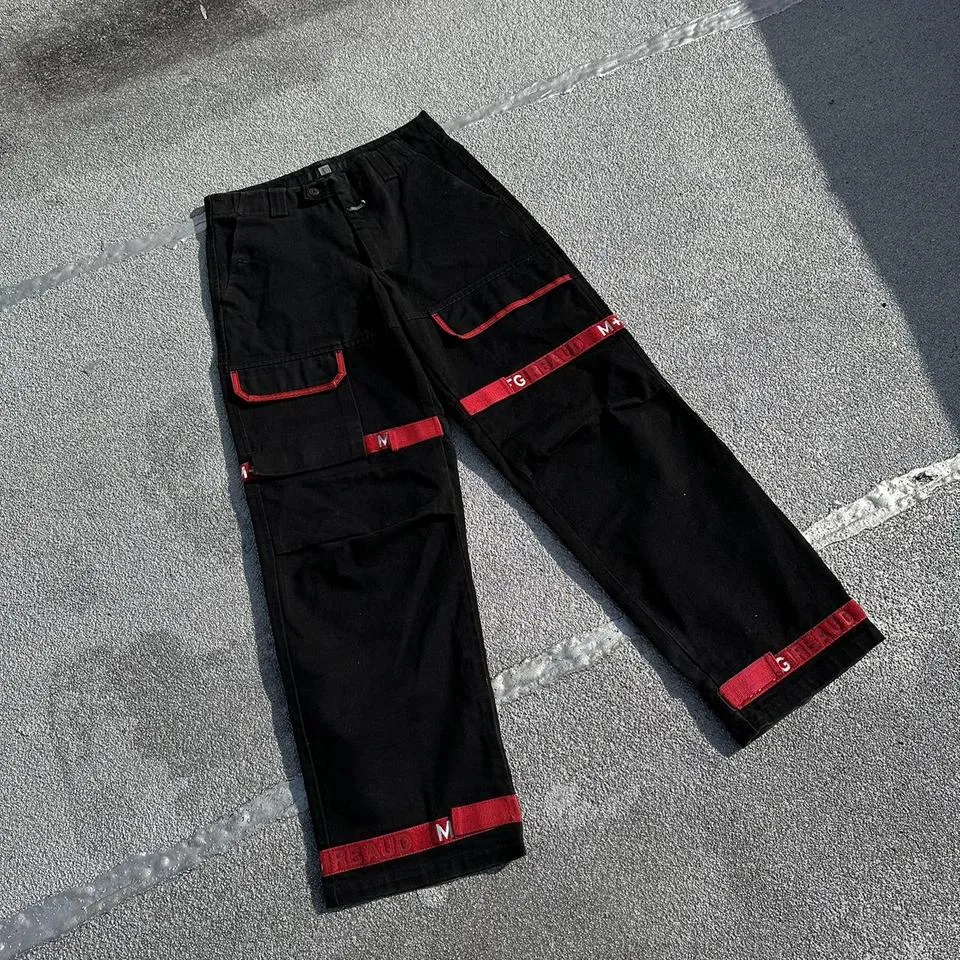 Marithé + François Girbaud Men's Black and Red Jeans